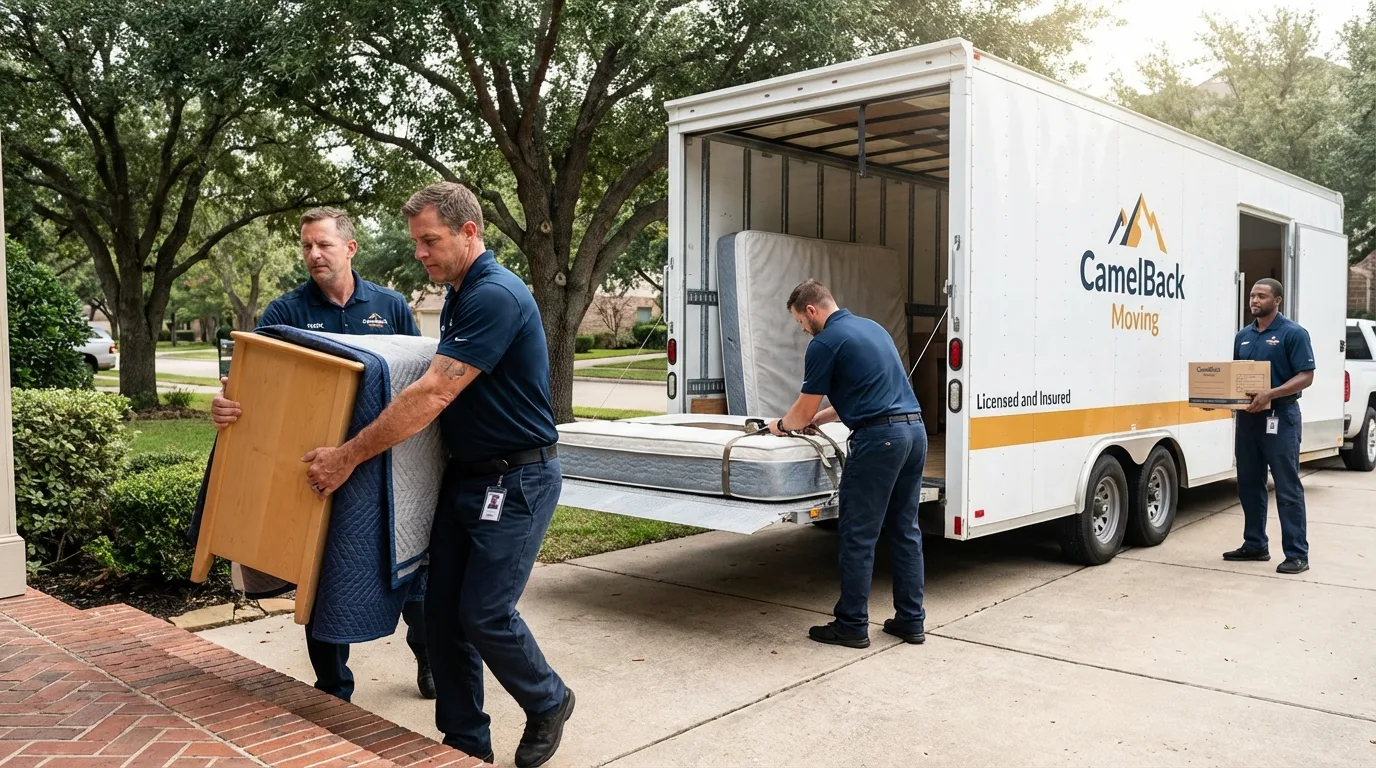 Crew loading residential truck for cross-state move from Bedford, KY